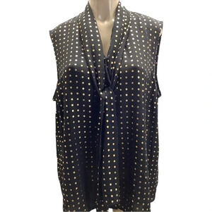 Anne Klein Size 2X Sleeveless Black & Gold Top With Neck Tie. New With Tags